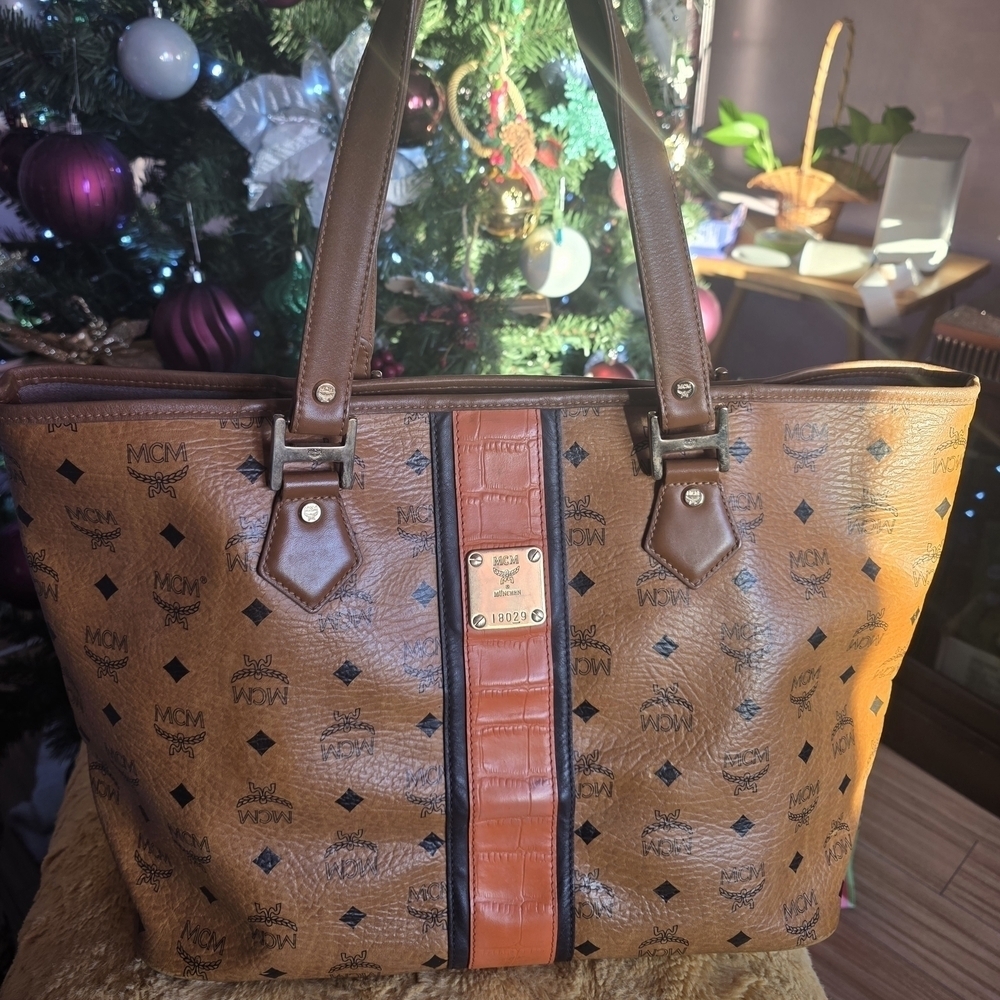 MCM Brown and Tan Tote Bag